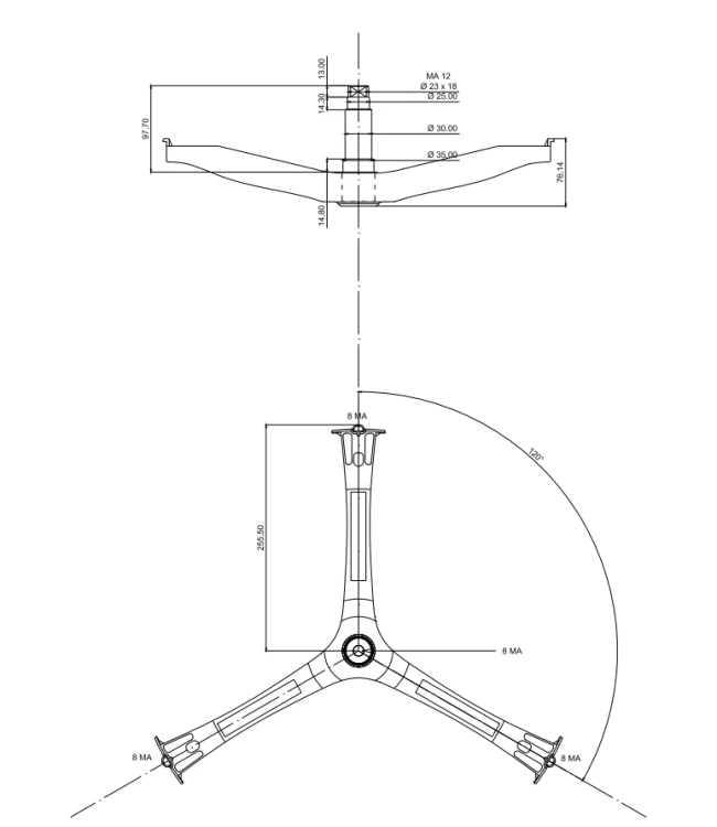 Krzyżak bębna pralki Samsung zamiennik pasuje za DC97-16580A średnica pod simering 35mm , wysokość ośki 97,5mm_2